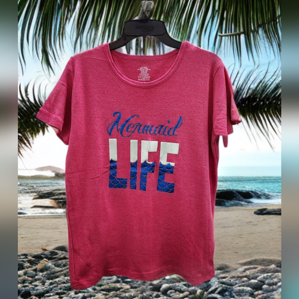 Mermaid tshirt Mermaid Life Large pink